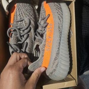 Yeezy Boost 350 V2 Grey with Orange Stripe For Sale Never Worn!